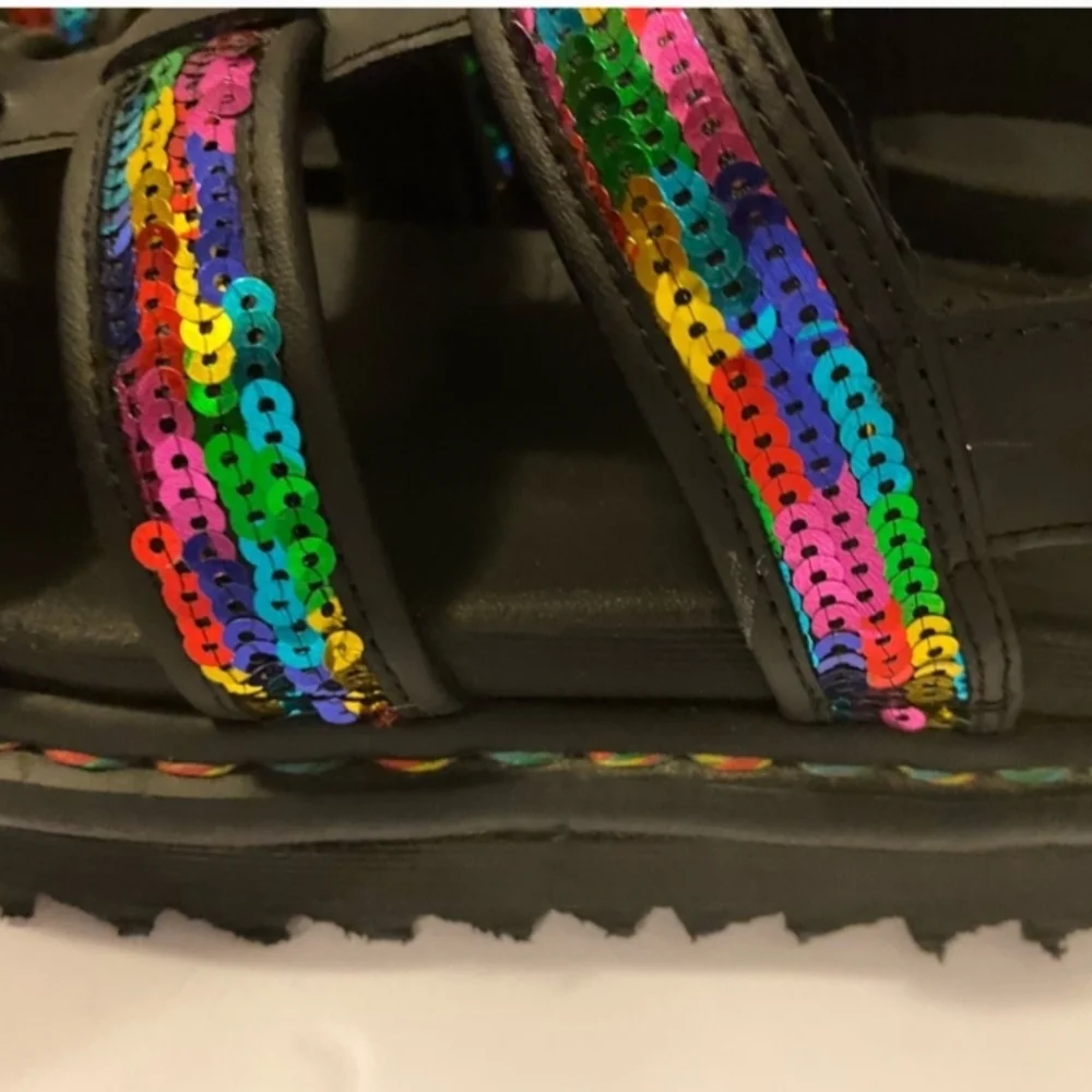 Dr. Martens Rainbow Pride Yelena Sequined Sandals Size 9/41 - Picture 3 of 10